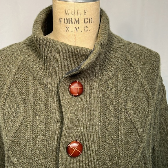 Barbour Cable Knit Olive Green Sweater Size Large - Picture 4 of 12